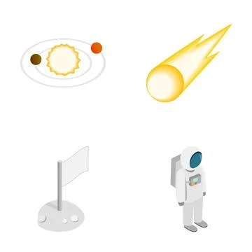 Space exploration isometric icons collection on white Stock Illustration