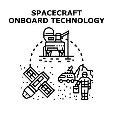 Space exploration onboard technology concept illustration Stock Illustration