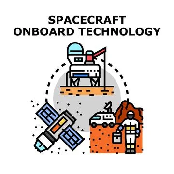 Space exploration onboard technology concept illustration Stock Illustration