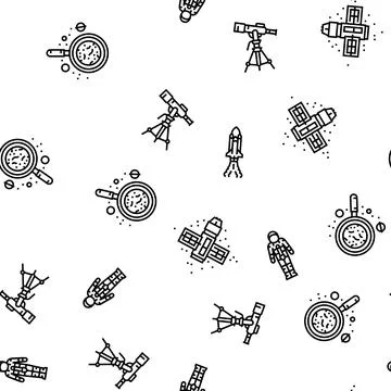 Space exploration planet seamless pattern vector イラスト素材
