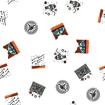 Space exploration planet seamless pattern vector イラスト素材