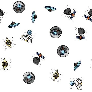 Space exploration planet seamless pattern vector 스톡 일러스트