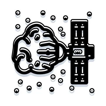 Space exploration robot arm mining asteroid resources Stock Illustration