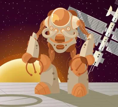 Space exploration robot suit Stock Illustration