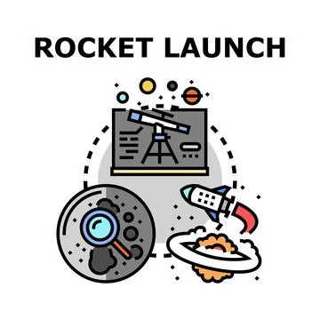 Space exploration rocket launch science concept Stock Illustration