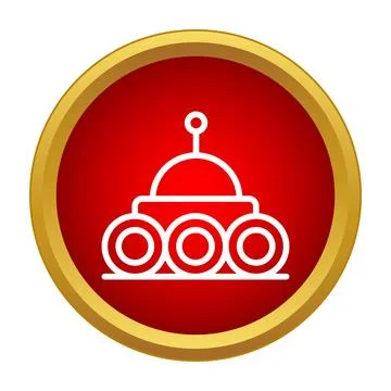 Space exploration rover icon on red golden button 스톡 일러스트