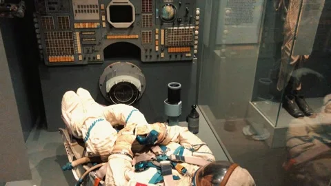 Space exploration section in the museum 2 Stock Footage 345090446