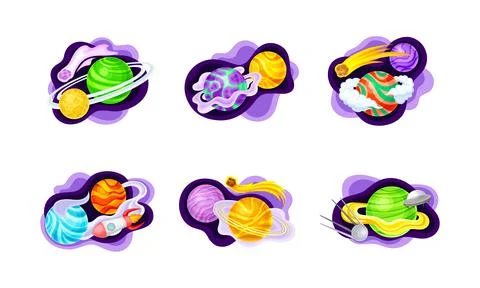 Space exploration set. Planets, rocket and astronaut vector illustration イラスト素材