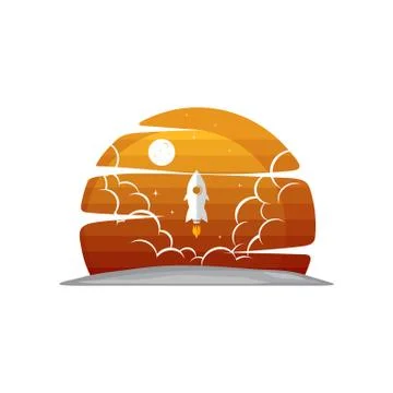 Space exploration shuttle ship logo icon sign vector Stock Illustration