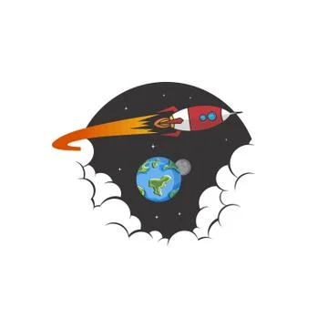 Space exploration shuttle ship logo icon sign vector Ilustração Stock
