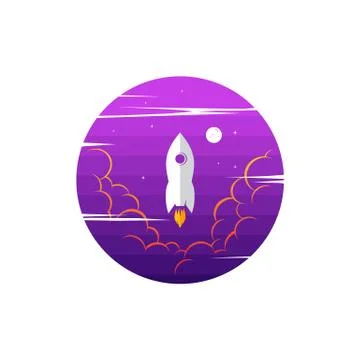Space exploration shuttle ship logo icon sign vector Illustrazione stock
