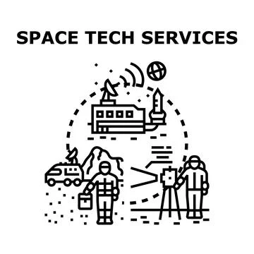 Space exploration technology and scientific research services Stock Illustration