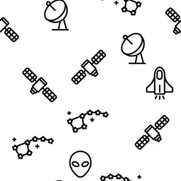 Space Exploration Vector Seamless Pattern イラスト素材