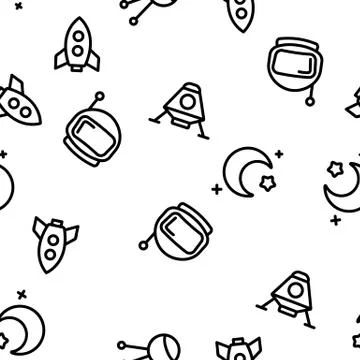 Space Exploration Vector Seamless Pattern イラスト素材