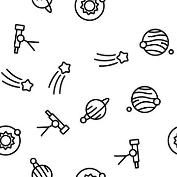 Space Exploration Vector Seamless Pattern Stock Illustration