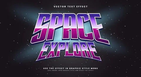 Space Explore 3D editable text effect Illustrazione stock