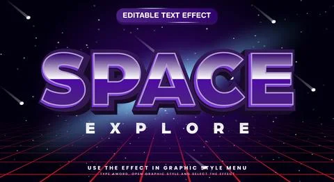 Space Explore editable text effect template Illustrazione stock