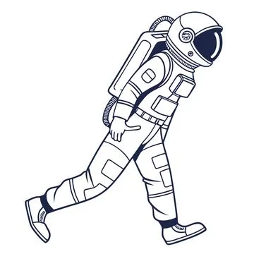 Space Explorer Astronaut Flat Vector Design Stock Illustration