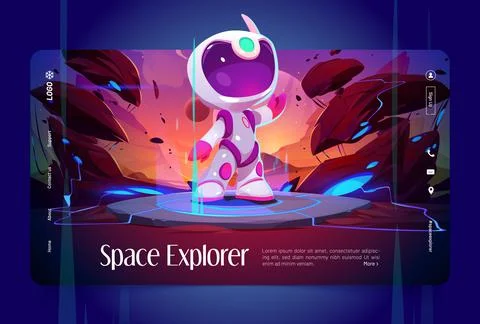 Space explorer landing page template Stock Illustration