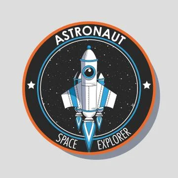 Space explorer patch emblem design Stock Illustration