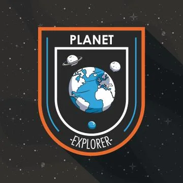 Space explorer patch emblem design Stock Illustration
