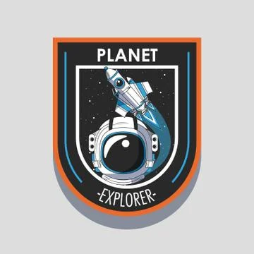 Space explorer patch emblem design Stock Illustration
