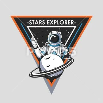 Space explorer patch emblem design Stock Illustration