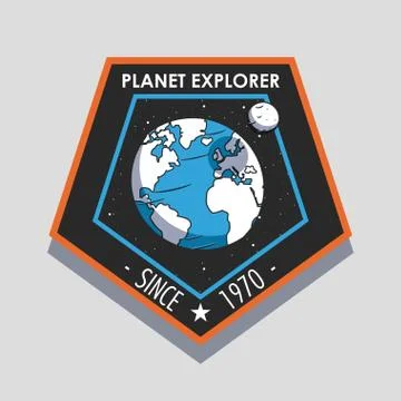 Space explorer patch emblem design Stock Illustration
