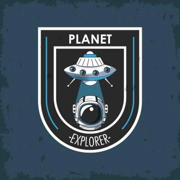 Space explorer patch emblem design イラスト素材