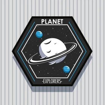 Space explorer patch emblem design Stock Illustration