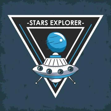 Space explorer patch emblem design Stock Illustration