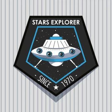 Space explorer patch emblem design Stock Illustration