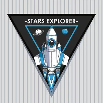 Space explorer patch emblem design イラスト素材