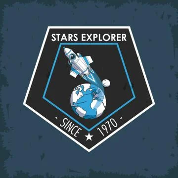 Space explorer patch emblem design イラスト素材