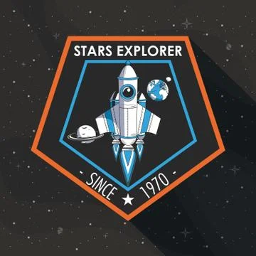Space explorer patch emblem design イラスト素材