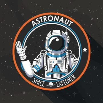 Space explorer patch emblem design Stock Illustration