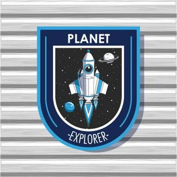 Space explorer patch emblem design Stock Illustration
