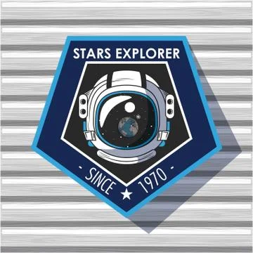 Space explorer patch emblem design Stock Illustration