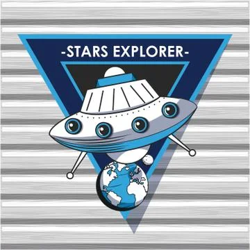 Space explorer patch emblem design Stock Illustration