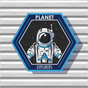 Space explorer patch emblem design Stock Illustration