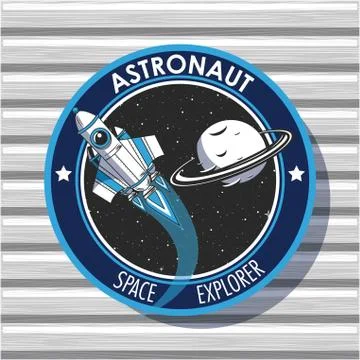 Space explorer patch emblem design イラスト素材