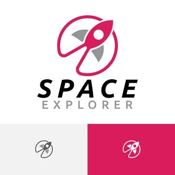 Space Explorer Rocket Planet Modern Science Logo Stock Illustration