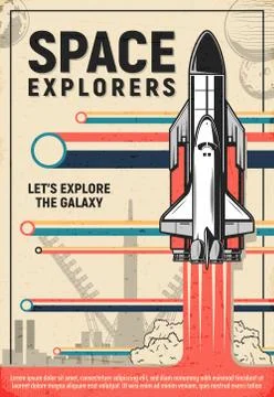 Space explorers. Rocket or shuttle launch Stock Illustration