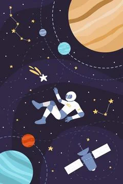 Space explorers travel vertical concept vector illustration. Stock Illustration