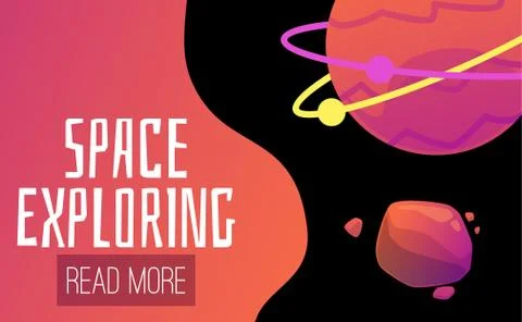 Space exploring background or banner with planets flat vector illustration. Stock Illustration