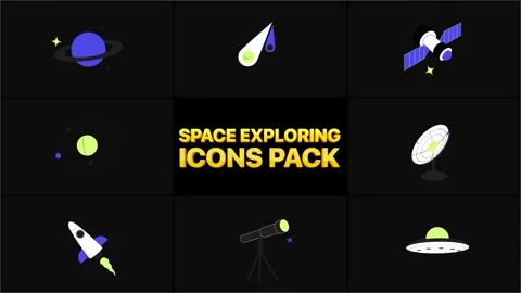 Space Exploring Icons Motion Graphics 스톡 동영상 281215827