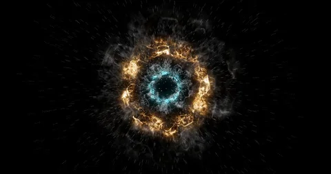 Space explosion with shock wave and scattering stars Big Bang Black Space Stock Footage 96769877