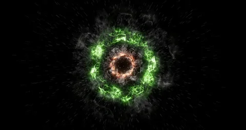 Space explosion with shock wave and scattering stars Big Bang Black Space Stock Footage 96769882