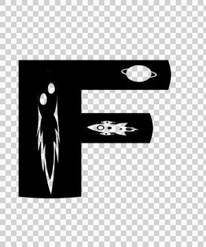 Space F Rocket Ship Letter Stock Illustration