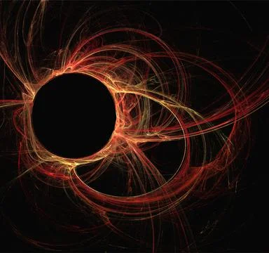 Space fantasy illustration of red planetary system on dark space background Illustrazione stock